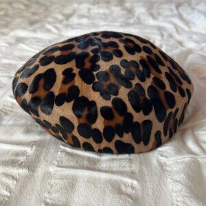 Rare! Chapeaux Carine Leopard Ponyhair Beret Hat